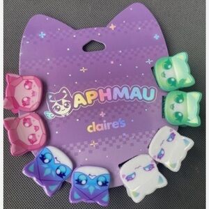 Aphmau Cat Hair Clips in Pink, Blue, Green, and White